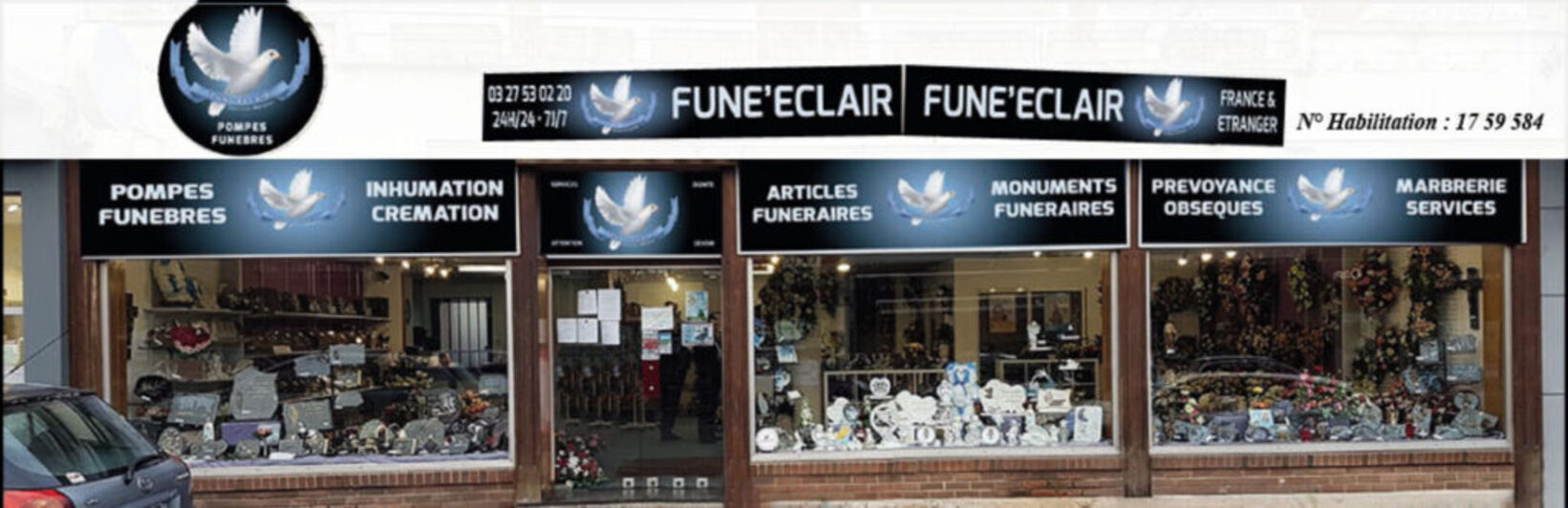 facade pompes funebre fune eclaire